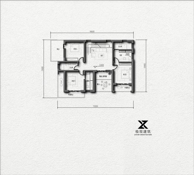 二层现代简约风自建别墅设计方案(图3)